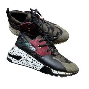 Steve‎ Madden cliff olive patchwork Cami lace up sneaker 8.5